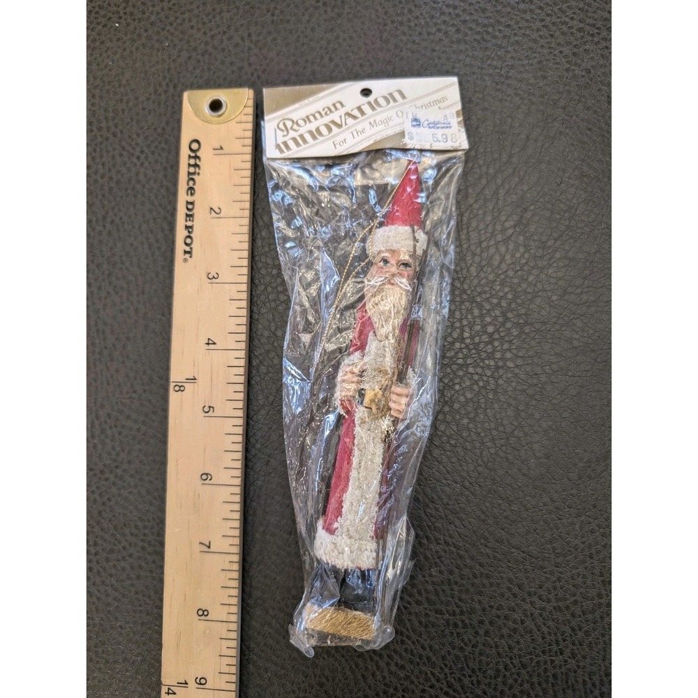 Vtg Pencil Santa Claus Folk Art Christmas Ornament Figurine Home Decor 7" Roman - Picture 7 of 8